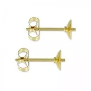 Gold Filled earstud for halfdrilled bead 4 and 6mm x2