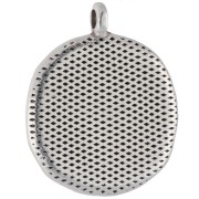 Round irregular pendant 20mm shell Aged sterling silver veneer - Blue pearl