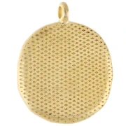 Round irregular pendant 20 mm shell - Gilded with fine gold - Turquoise pearly x1