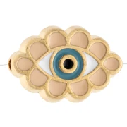 11x17 mm bead with epoxy resin - Fine gold plated - Salmon - Blue x1