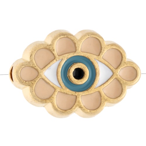 11x17 mm bead with epoxy resin - Fine gold plated - Salmon - Blue x1