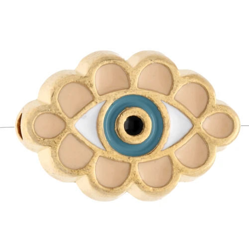 11x17 mm bead with epoxy resin - Fine gold plated - Salmon - Blue x1