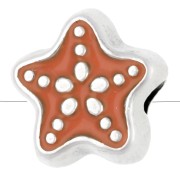 Starfish bead 9 mm with epoxy resin Antique silver veneer -Corail x1|raw }}