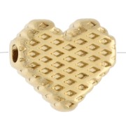 10 mm heart-shaped bead with eye pattern and epoxy resin - Fine gold plated - Light red x1