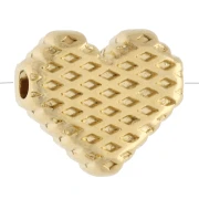10 mm heart-shaped bead with eye pattern and epoxy resin - Fine gold plated - Light red x1