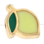 Lemon bead 10x12 mm with epoxy resin - Fine gold plated - Yellow x1