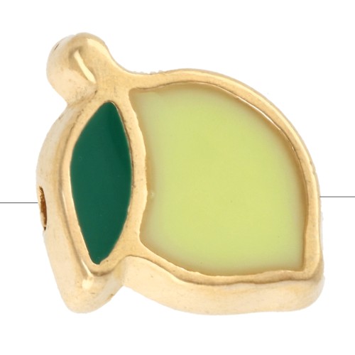 Lemon bead 10x12 mm with epoxy resin - Fine gold plated - Yellow x1