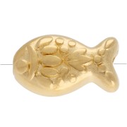 Textured fish bead 6x10.5 mm - Fine gold plated x1