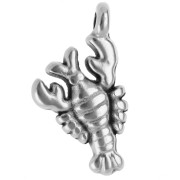 Lobster charm 15x8.5 mm - Antique fine silver plating x1