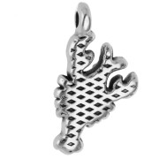 Lobster charm 15x8.5 mm - Antique fine silver plating x1