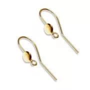 Earhook for 17 mm and disk 4,5mm  925 silver gold tone plated x2