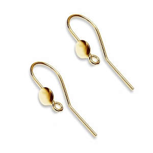 Earhook for 17 mm and disk 4,5mm  925 silver gold tone plated x2