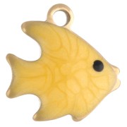 Mini fish charm 10 mm with epoxy - 304 Gold stainless steel - Yellow x1