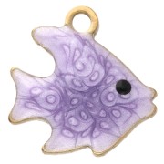 Mini fish charm 10 mm with epoxy - Stainless steel 304 Gilded - Mauve x1