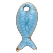 Mini fish charm 10x5 mm with epoxy - 304 Stainless Steel - Blue x1