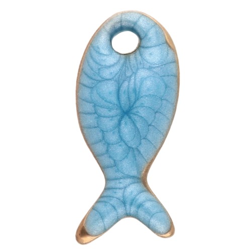 Mini fish charm 10x5 mm with epoxy - 304 Stainless Steel - Blue x1