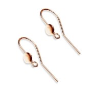 Earhook for 17 mm and disk 4,5mm  925 silver rose gold tone x2
