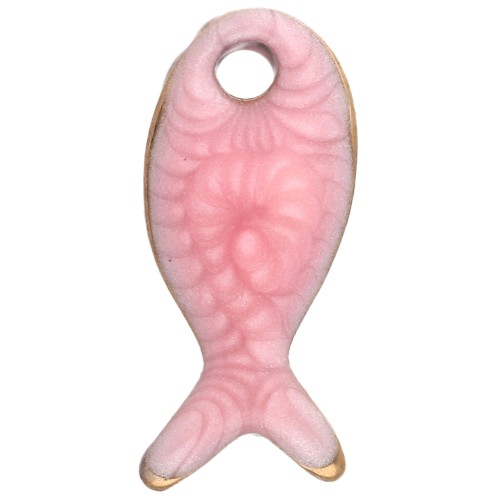 Mini fish charm 10x5 mm with epoxy - 304 Stainless Steel - Pink x1