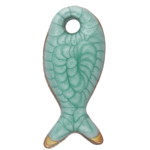 Mini fish charm 10x5 mm with epoxy - 304 Stainless Steel - Green x1
