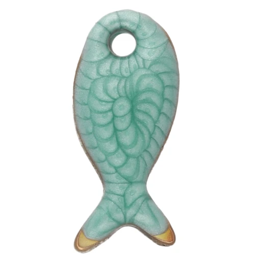 Mini fish charm 10x5 mm with epoxy - 304 Stainless Steel - Green x1