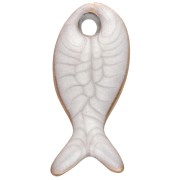 Mini fish charm 10x5 mm with epoxy - 304 Stainless Steel - White x1