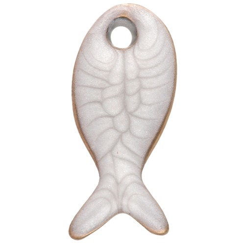 Mini fish charm 10x5 mm with epoxy - 304 Stainless Steel - White x1