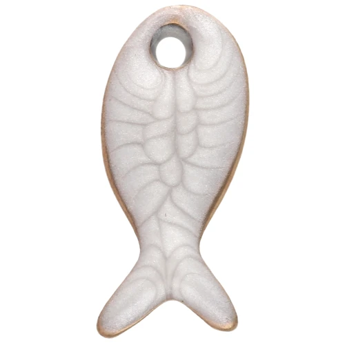 Mini fish charm 10x5 mm with epoxy - 304 Stainless Steel - White x1