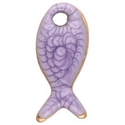 Mini fish charm 10x5 mm with epoxy - 304 Stainless Steel - Mauve x1