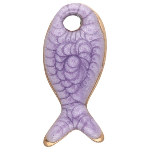 Mini fish charm 10x5 mm with epoxy - 304 Stainless Steel - Mauve x1