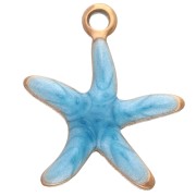 Starfish Charm 12x11 mm with Epoxy - 304 Stainless Steel - Blue x1