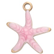 Starfish Charm 12x11 mm with Epoxy - 304 Stainless Steel - Pink x1