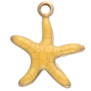 Starfish Charm 12x11 mm with Epoxy - 304 Stainless Steel - Yellow x1