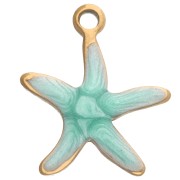 Starfish Charm 12x11 mm with Epoxy - 304 Stainless Steel - Green x1