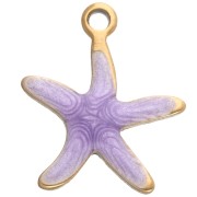 Starfish Charm 12x11 mm with Epoxy - 304 Stainless Steel - Mauve x1