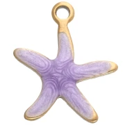 Starfish Charm 12x11 mm with Epoxy - 304 Stainless Steel - Mauve x1