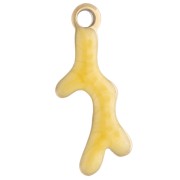 Mini coral charm 13x5 mm with epoxy - 304 Gold stainless steel - Yellow x1