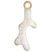 Mini coral charm 13x5 mm with epoxy - Stainless steel 304 Gold - White x1