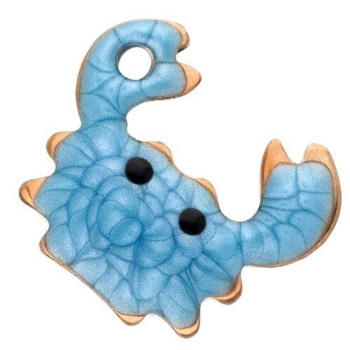 Mini Crab Charm 11.5x11 mm with Epoxy - 304 Gold Stainless Steel - Blue x1