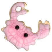 Mini Crab Charm 11.5x11 mm with Epoxy - 304 Gold Stainless Steel - Pink x1