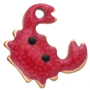 Mini Crab Charm 11.5x11 mm with Epoxy - 304 Gold Stainless Steel - Red x1