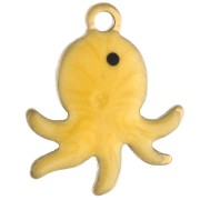 Mini Octopus Charm 12x10 mm with Epoxy - 304 Gold Stainless Steel - Yellow x1