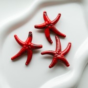 Acrylic starfish pearl 37x43 mm - Red - Black marbled x1
