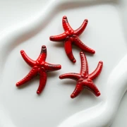 Acrylic starfish pearl 37x43 mm - Red - Black marbled x1