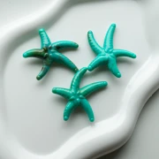 Acrylic starfish pearl 37x43 mm - Turquoise - Marbled brown x1