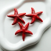 Starfish pendant 49x45 mm in acrylic - Red - Black marbled x1