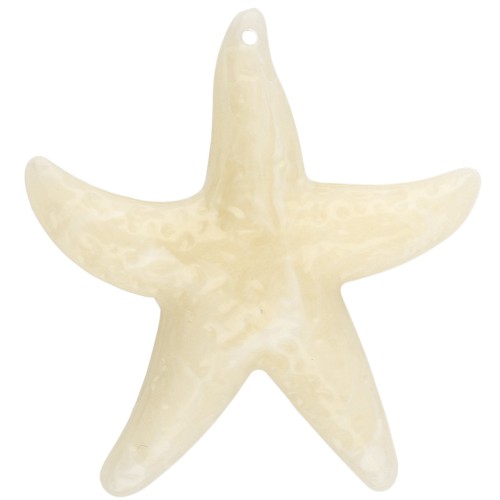 Starfish pendant 49x45 mm in acrylic - Ecru - White marbled x1