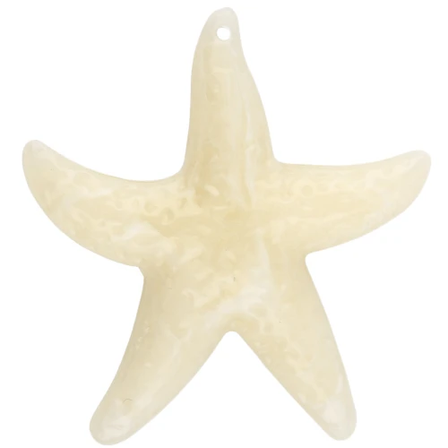 Starfish pendant 49x45 mm in acrylic - Ecru - White marbled x1
