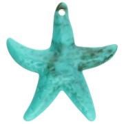 Acrylic starfish pendant 49x45 mm - Turquoise - Marbled brown x1