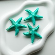 Acrylic starfish pendant 49x45 mm - Turquoise - Marbled brown x1