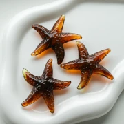 Acrylic starfish pendant 49x45 mm - Marbled brown x1